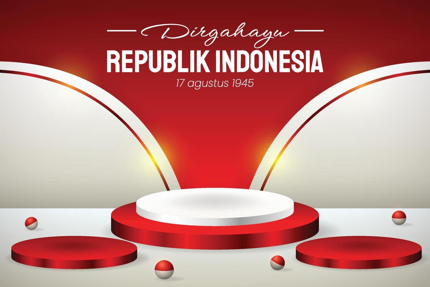 podiumvertoning 3d rood en wit voor de onafhankelijkheidsdag van Indonesië 17 augustus vector
