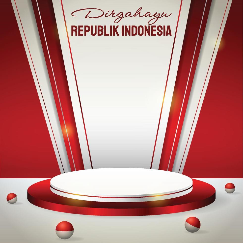 podiumvertoning 3d rood en wit voor de onafhankelijkheidsdag van Indonesië 17 augustus vector
