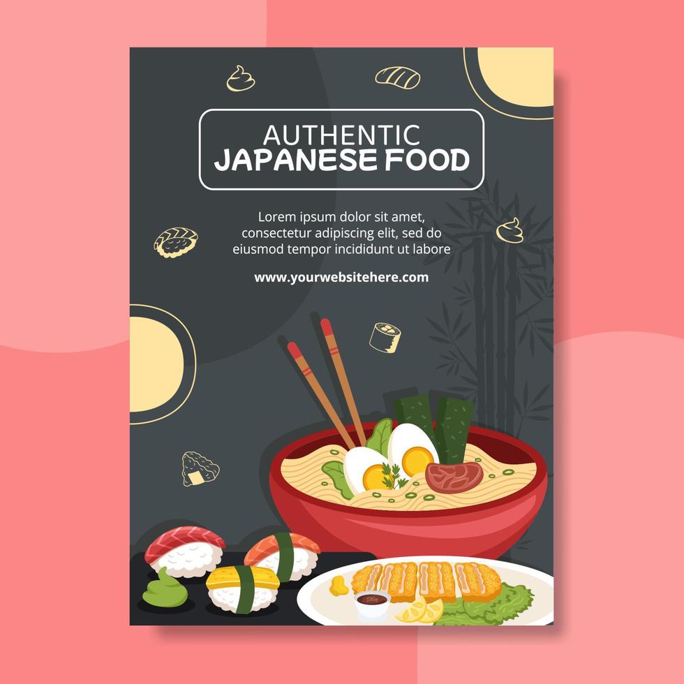 Japans eten poster sjabloon platte cartoon achtergrond vectorillustratie vector