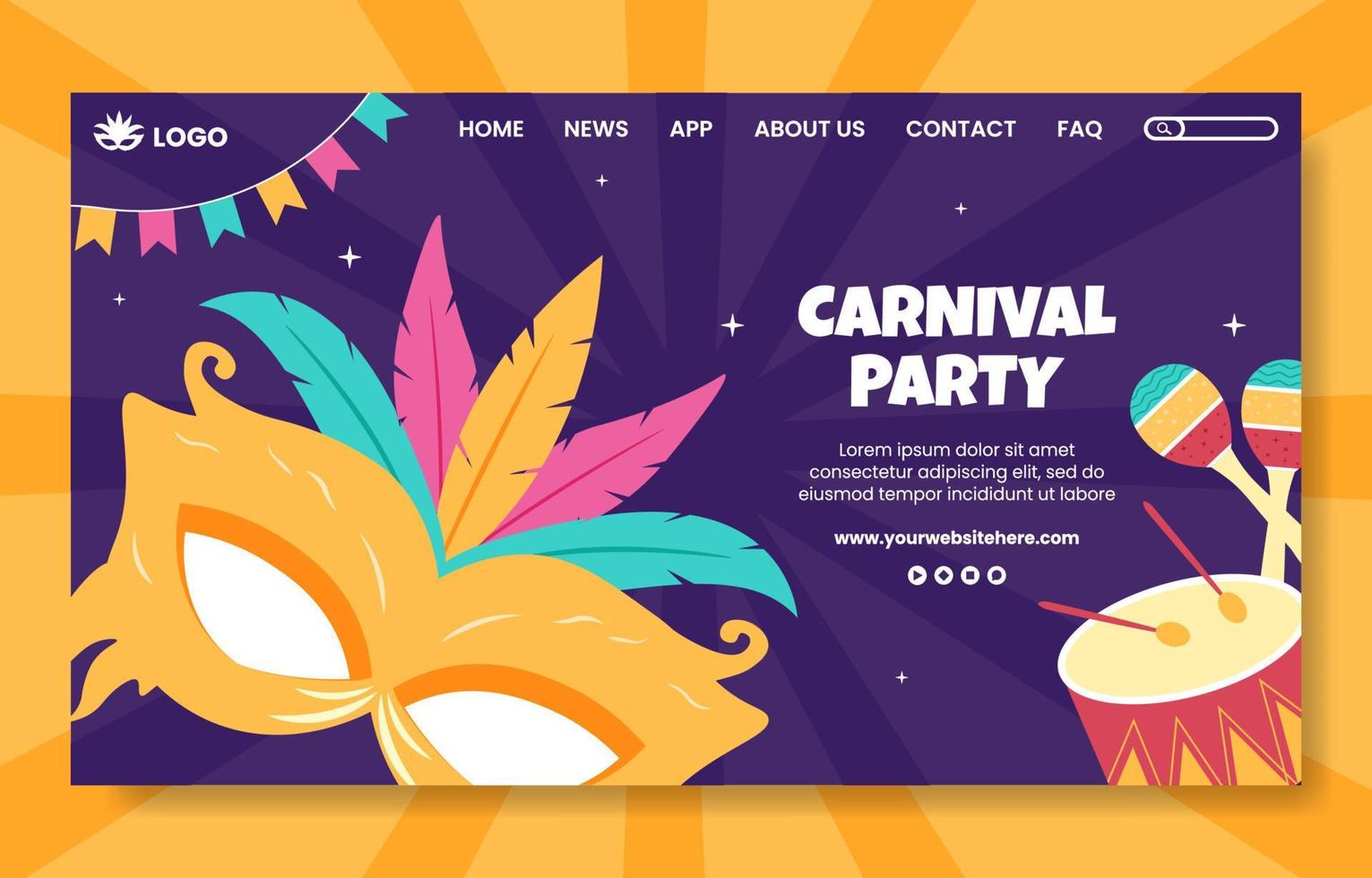 happy carnaval party social media bestemmingspagina sjabloon cartoon achtergrond vectorillustratie vector