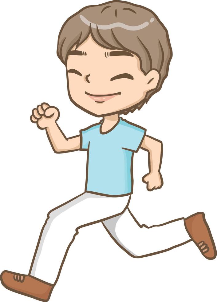 rennende man schattig kawaii cartoon karakter illustratie clipart gratis download vector
