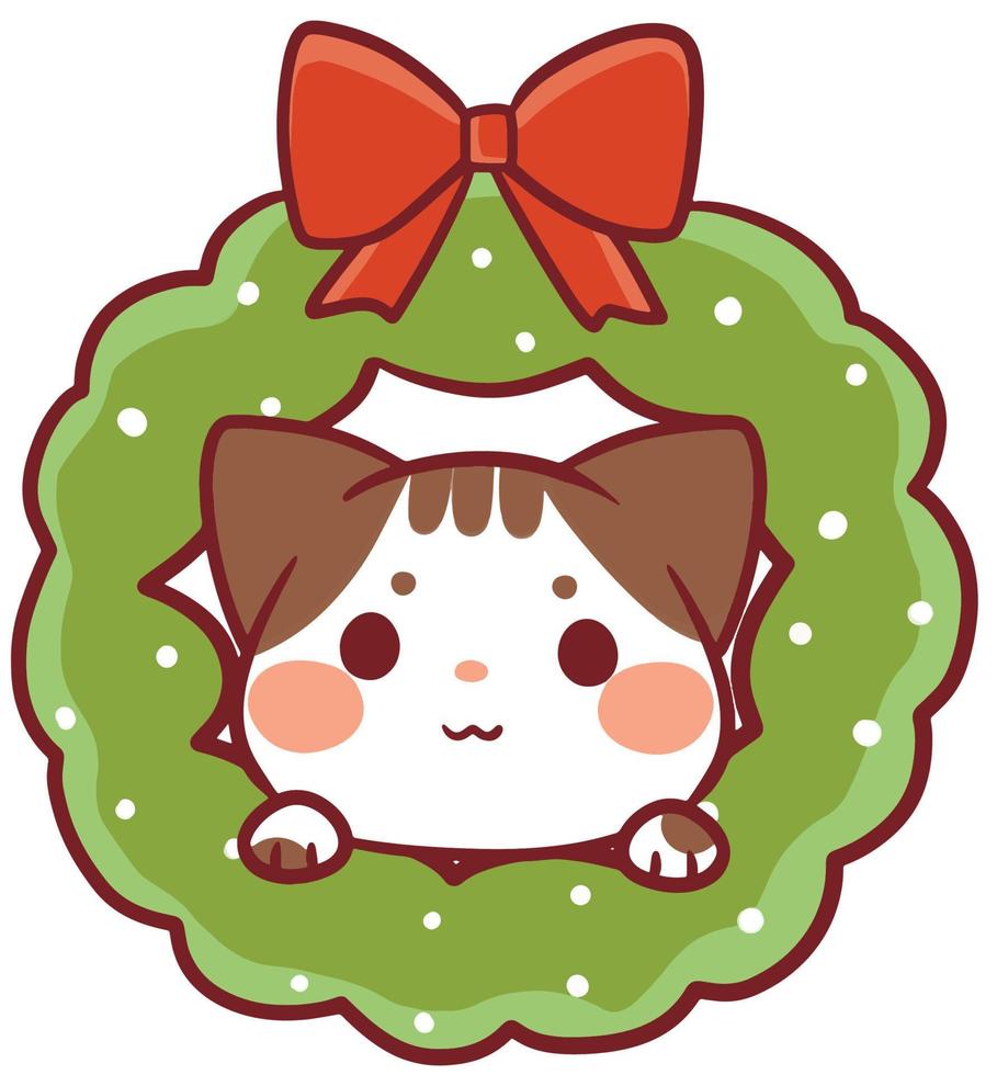 kerst cartoon illustratie, schattig, kawaii karakter anime vector