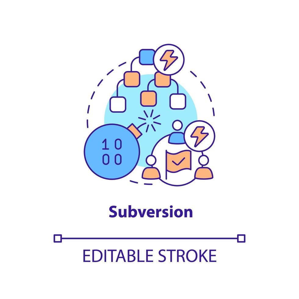 subversie concept icoon. omverwerping systeem. informatie oorlogvoering tactiek abstract idee dunne lijn illustratie. geïsoleerde overzichtstekening. bewerkbare streek. vector