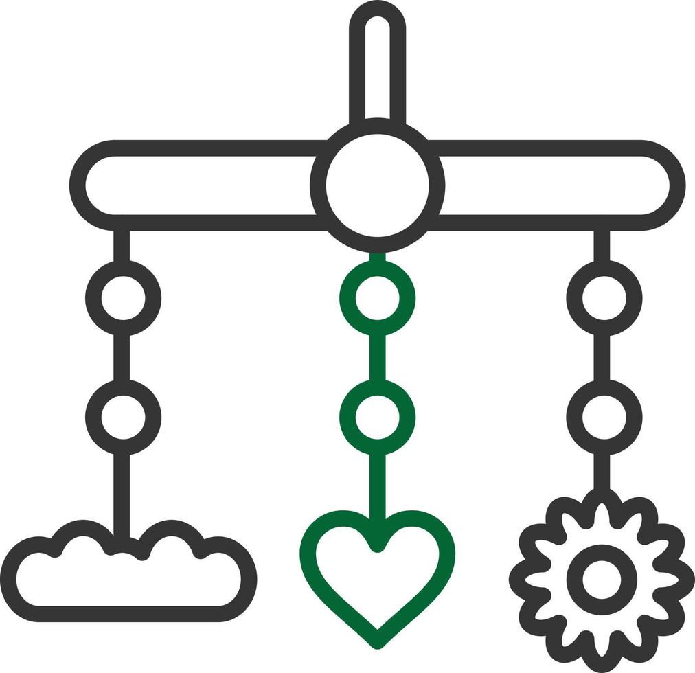wieg speelgoed lijn twee kleuren vector