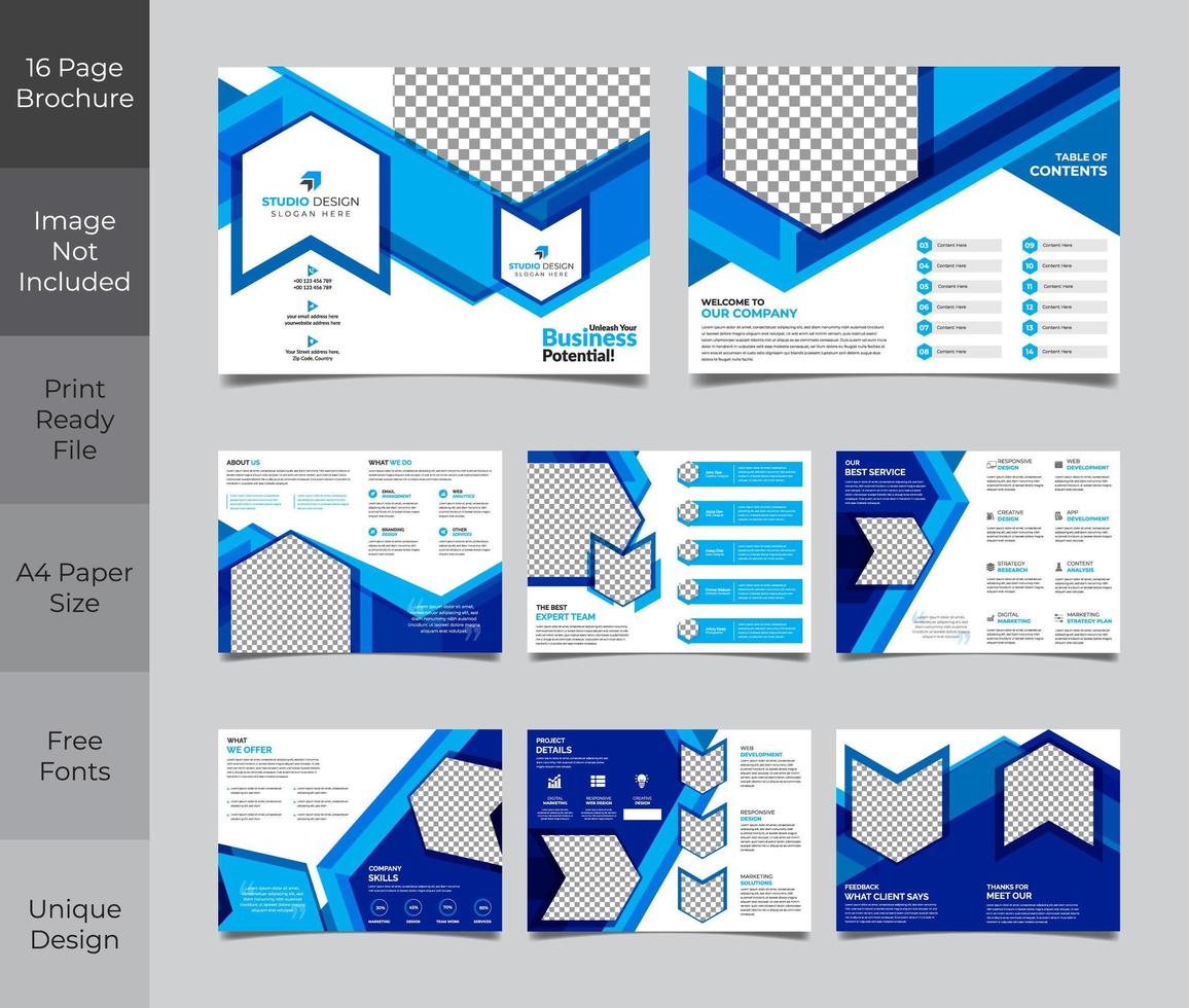 blauw en wit zakelijke brochure sjabloon vector