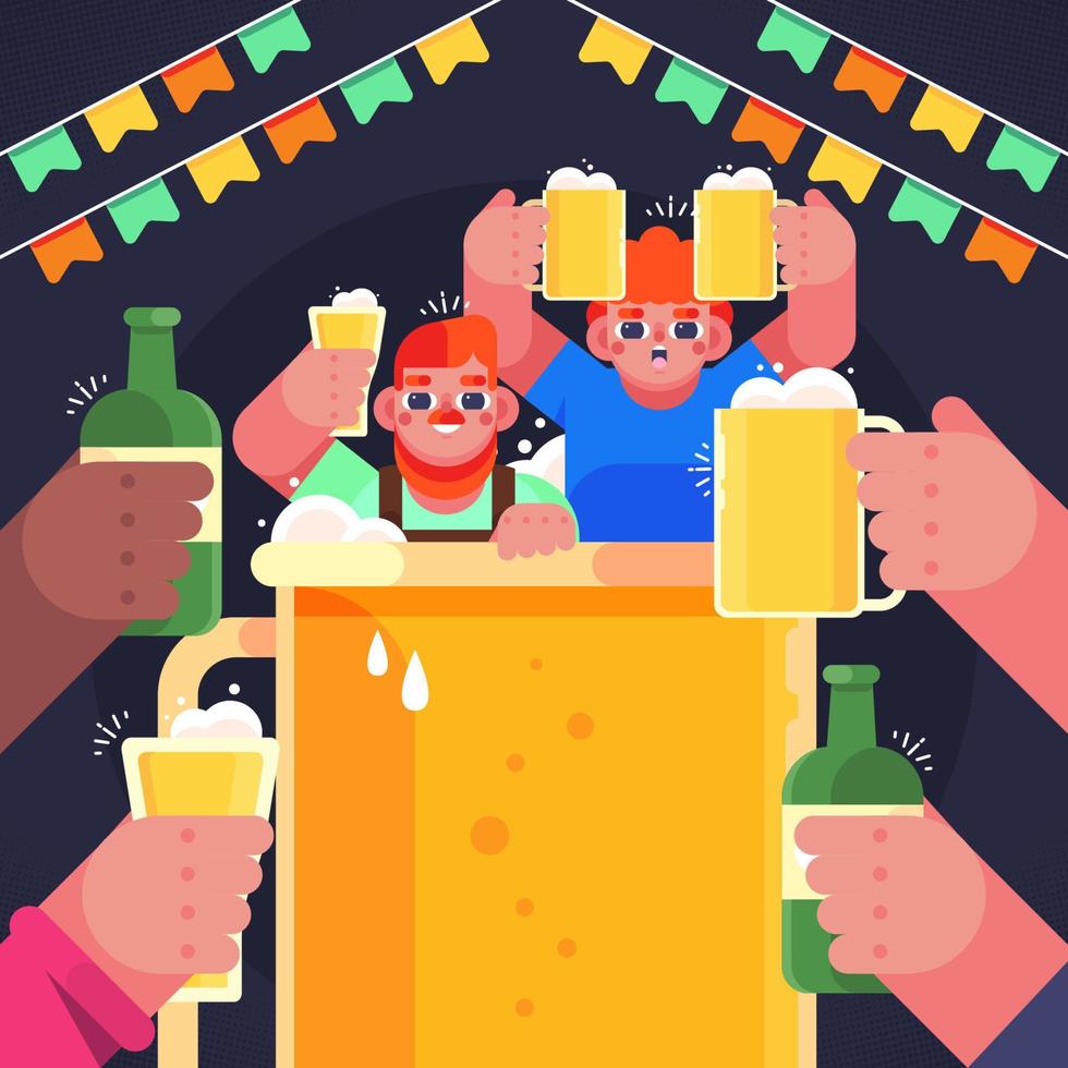 mensen vieren samen bierdag vector