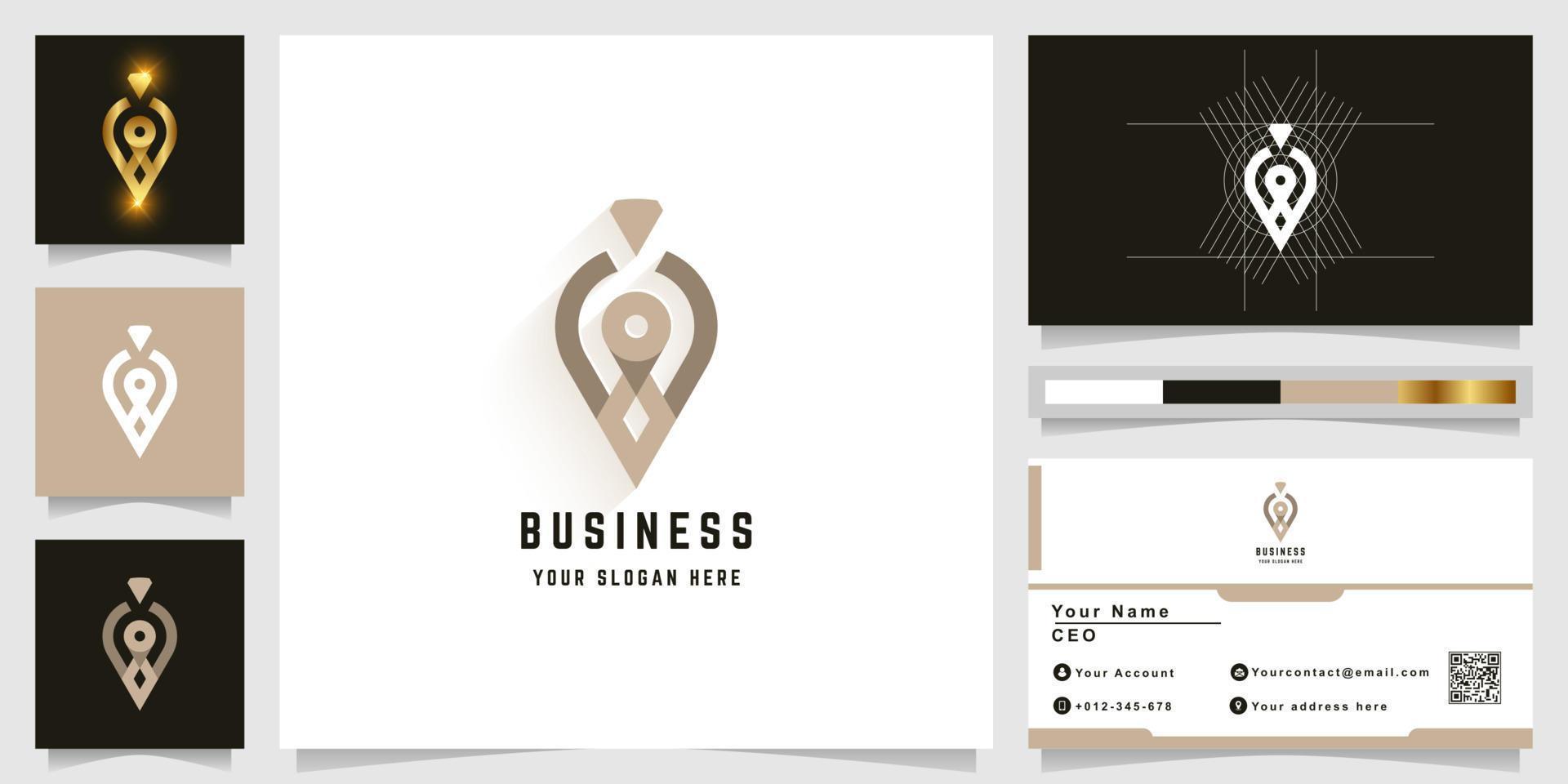 letter i of diamanten monogram logo met visitekaartje ontwerp vector