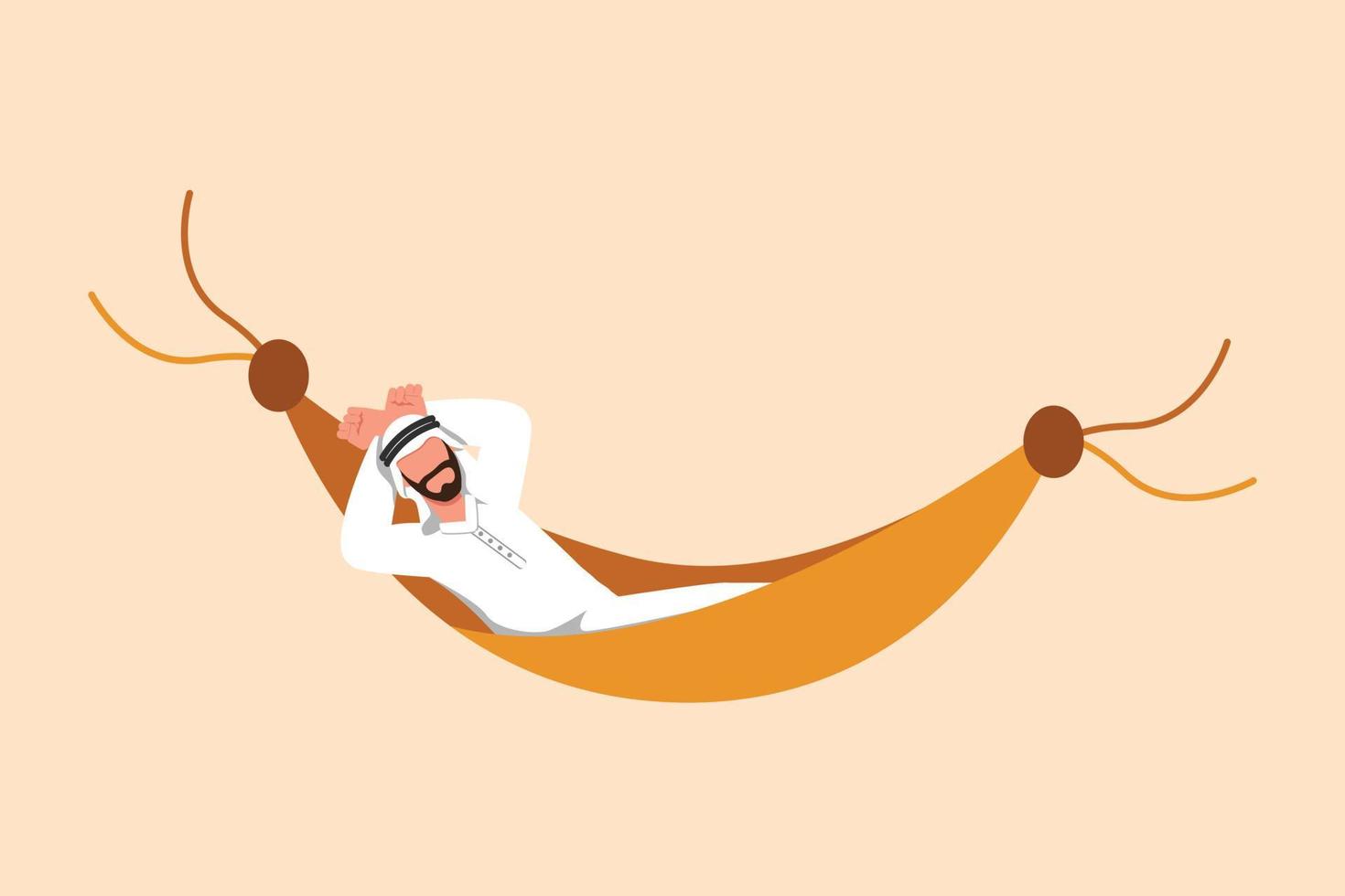 business design tekening arabische zakenman liggend in hangmat en dromen over groot vakantie, rust en recreatie. financiële vrijheid te bereiken. platte cartoon stijl vectorillustratie 9674569 Vectorkunst bij Vecteezy