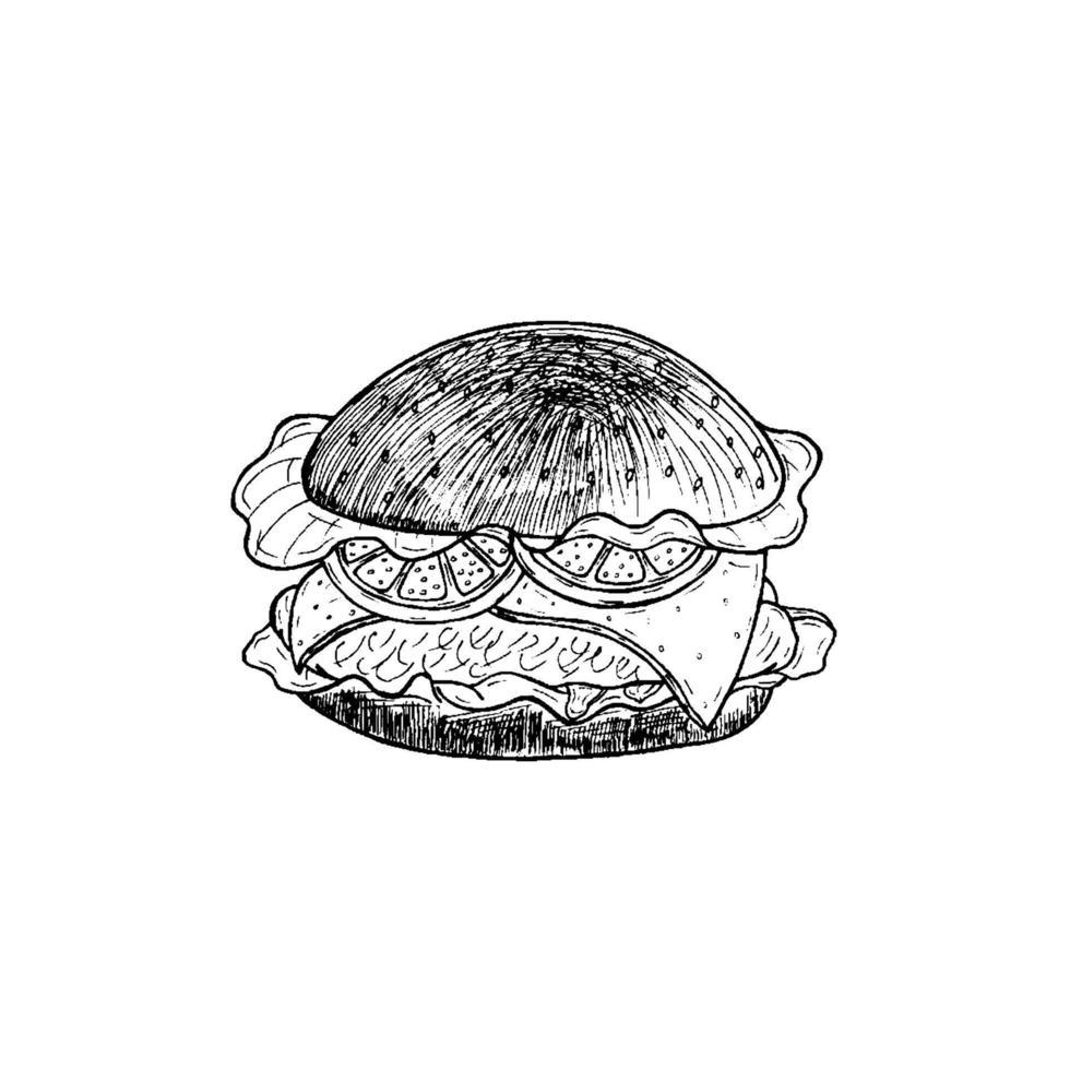 illustratie van een hamburger, vector tekening
