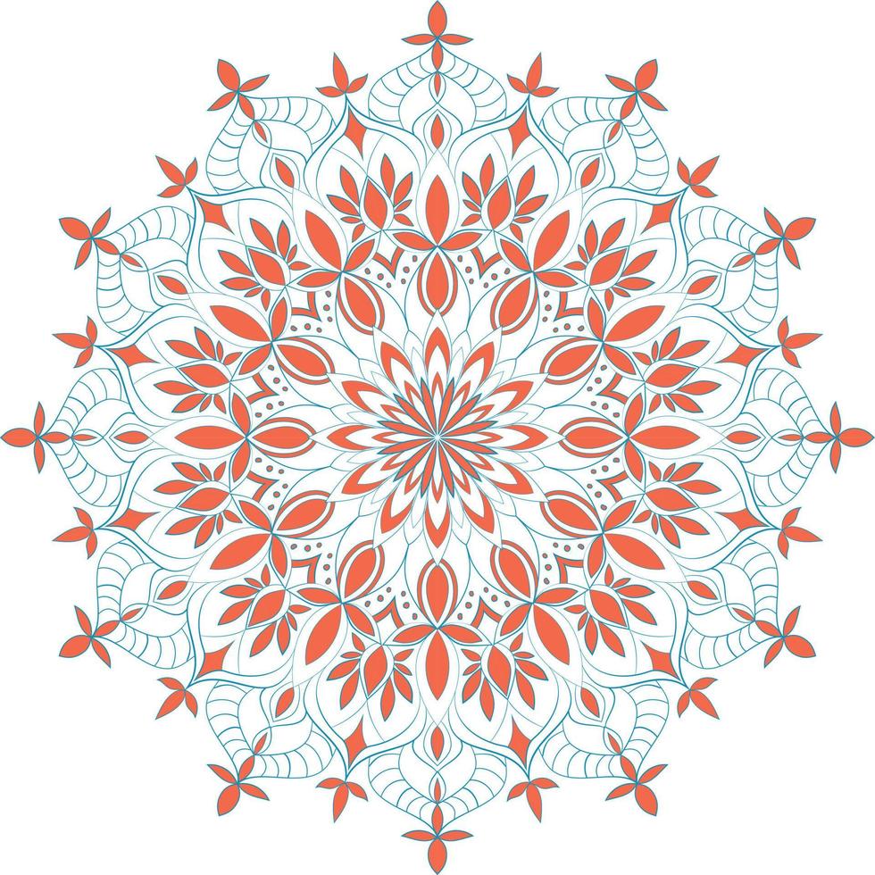 flikkerende vector kleuren mandala sier ontwerp. rood en blauw. cirkel en symmetrisch