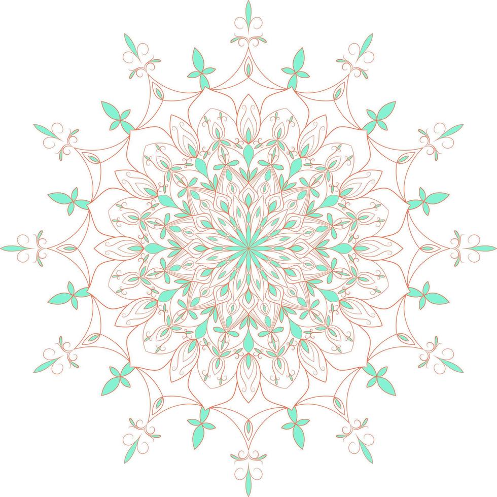 flikkerende vector kleuren mandala sier ontwerp. groen en roze. cirkel en symmetrisch