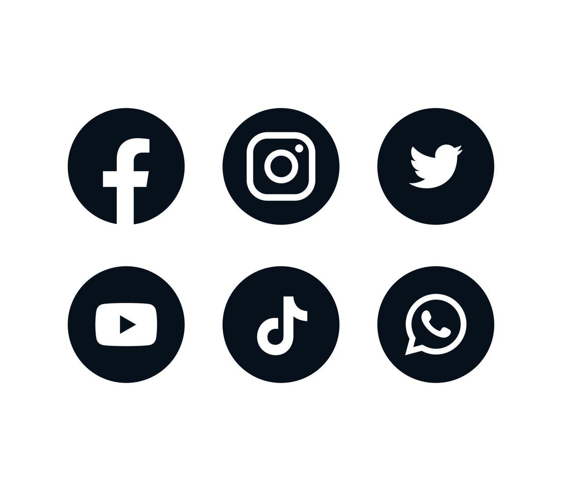 social media iconen set en populaire sociale toepassingen moderne logo's platte vectorillustratie. vector