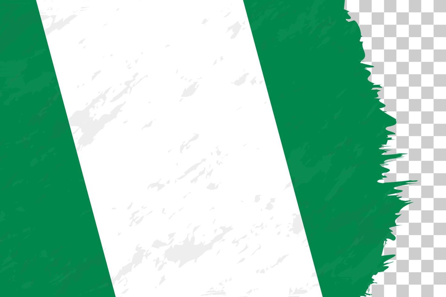 horizontale abstracte grunge geborsteld vlag van nigeria op transparant raster. vector