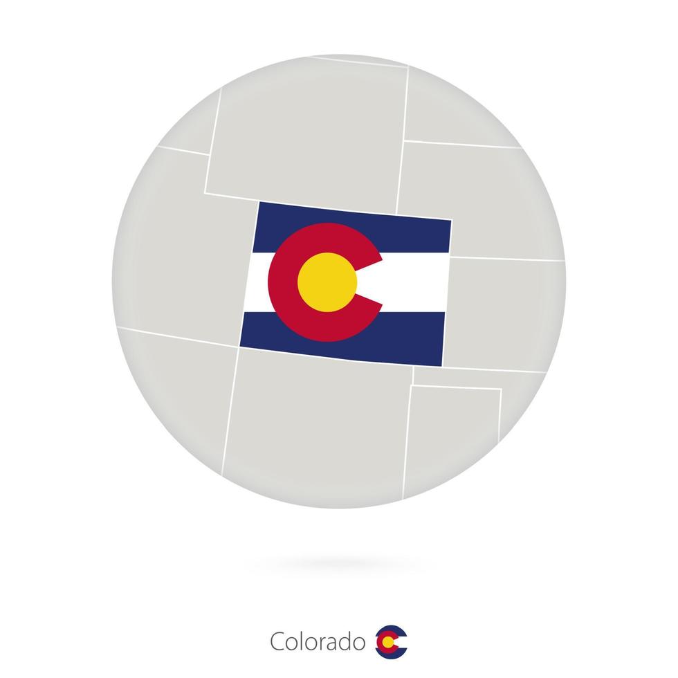 kaart van de staat Colorado en vlag in een cirkel. vector