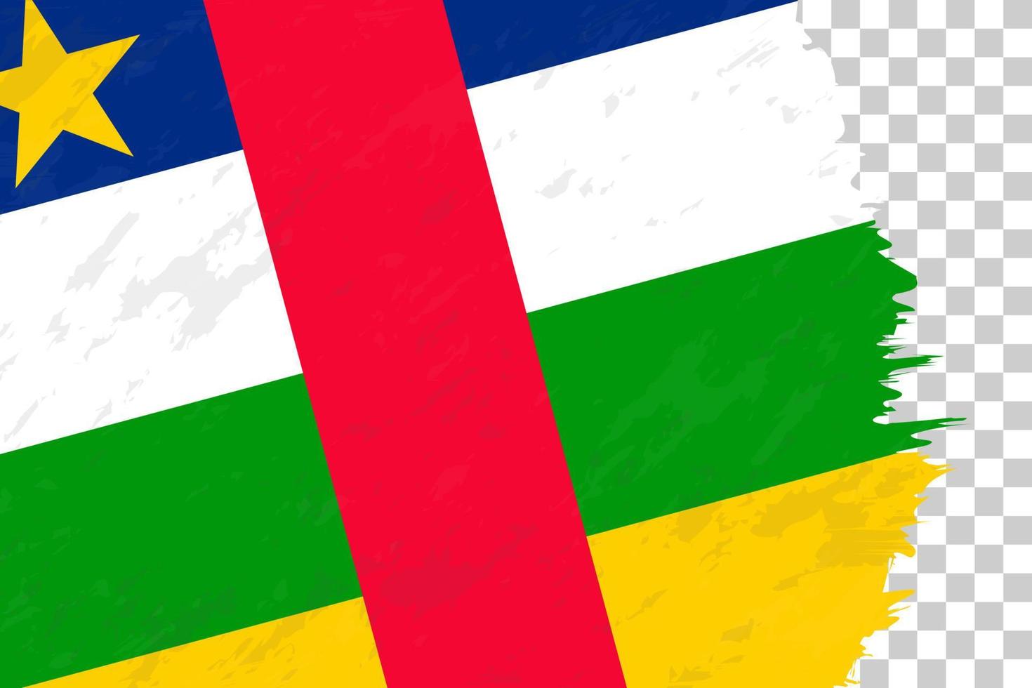 horizontale abstracte grunge geborsteld vlag van Centraal-Afrikaanse Republiek op transparant raster. vector