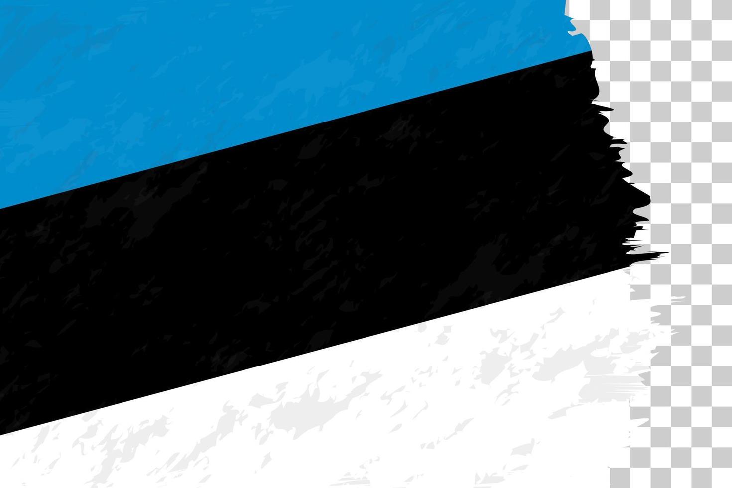 horizontale abstracte grunge geborsteld vlag van Estland op transparant raster. vector