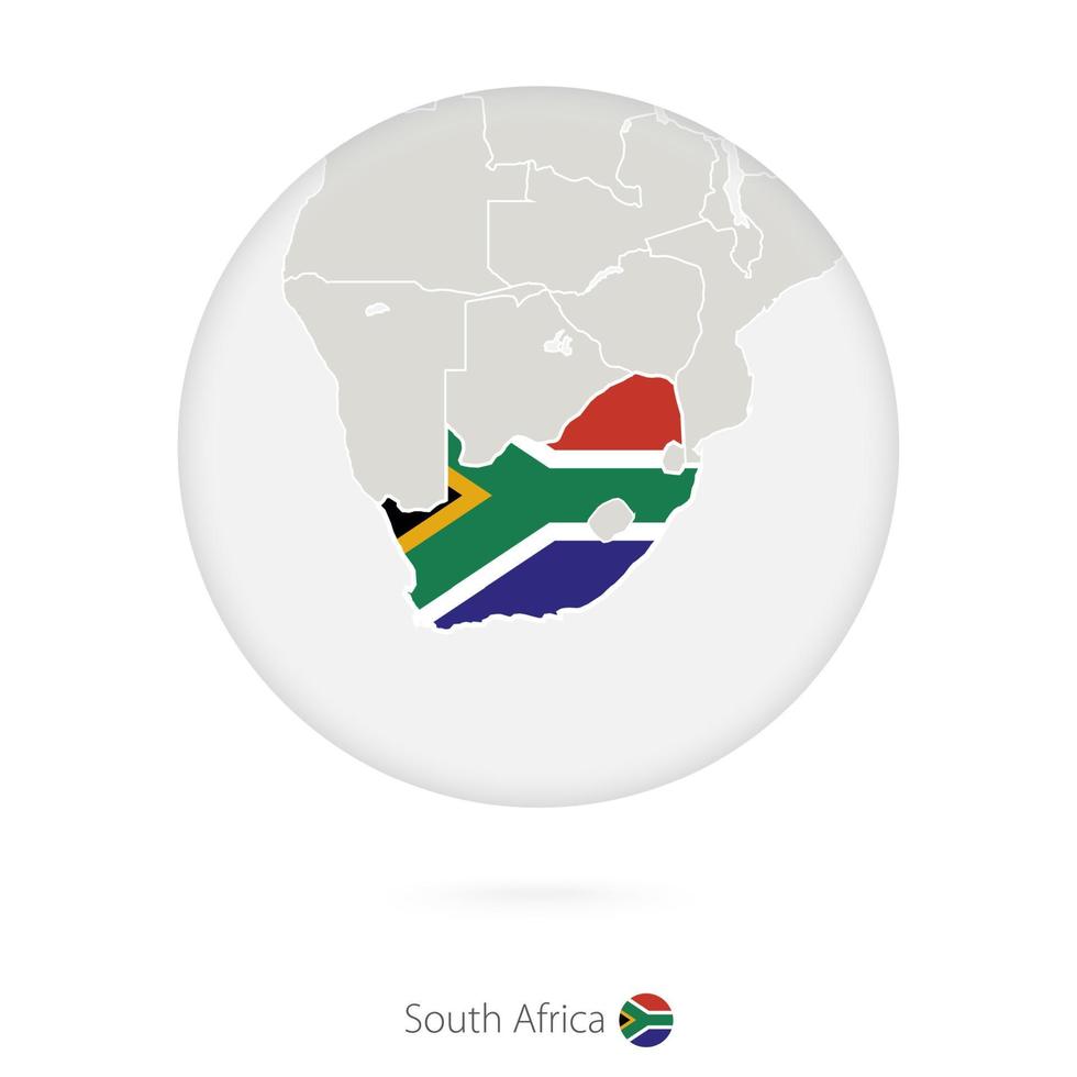 kaart van zuid-afrika en nationale vlag in een cirkel. vector