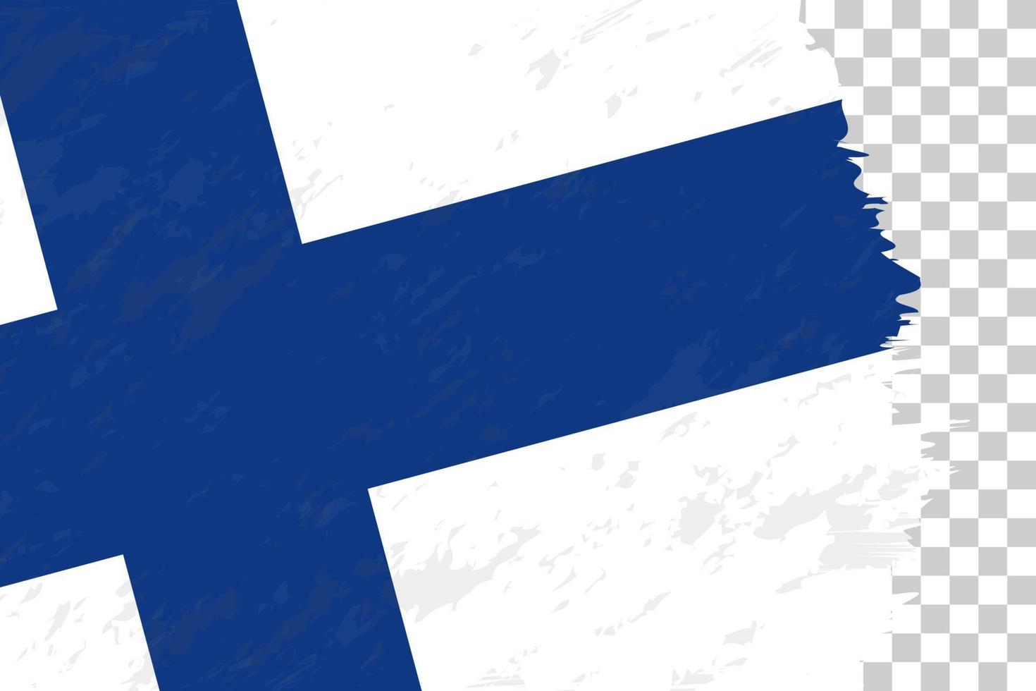 horizontale abstracte grunge geborsteld vlag van finland op transparant raster. vector