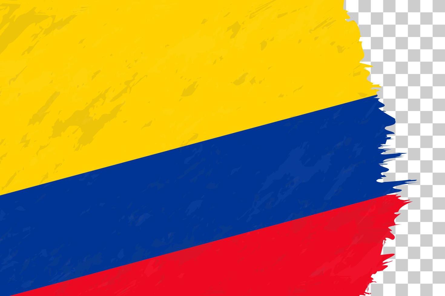 horizontale abstracte grunge geborsteld vlag van colombia op transparant raster. vector