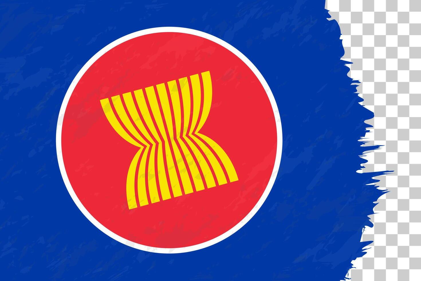 horizontale abstracte grunge geborsteld vlag van ASEAN op transparant raster. vector