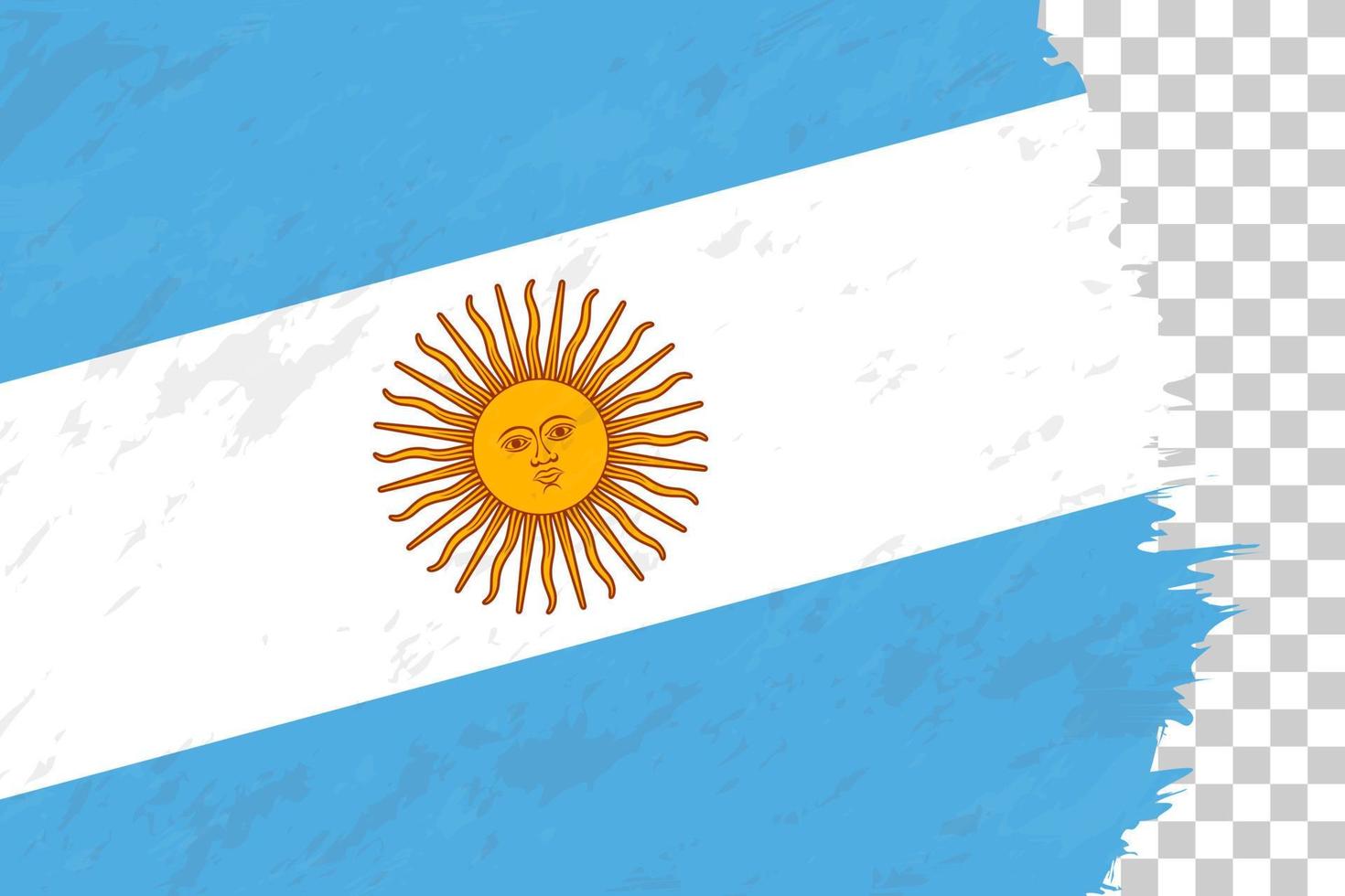 horizontale abstracte grunge geborsteld vlag van Argentinië op transparant raster. vector