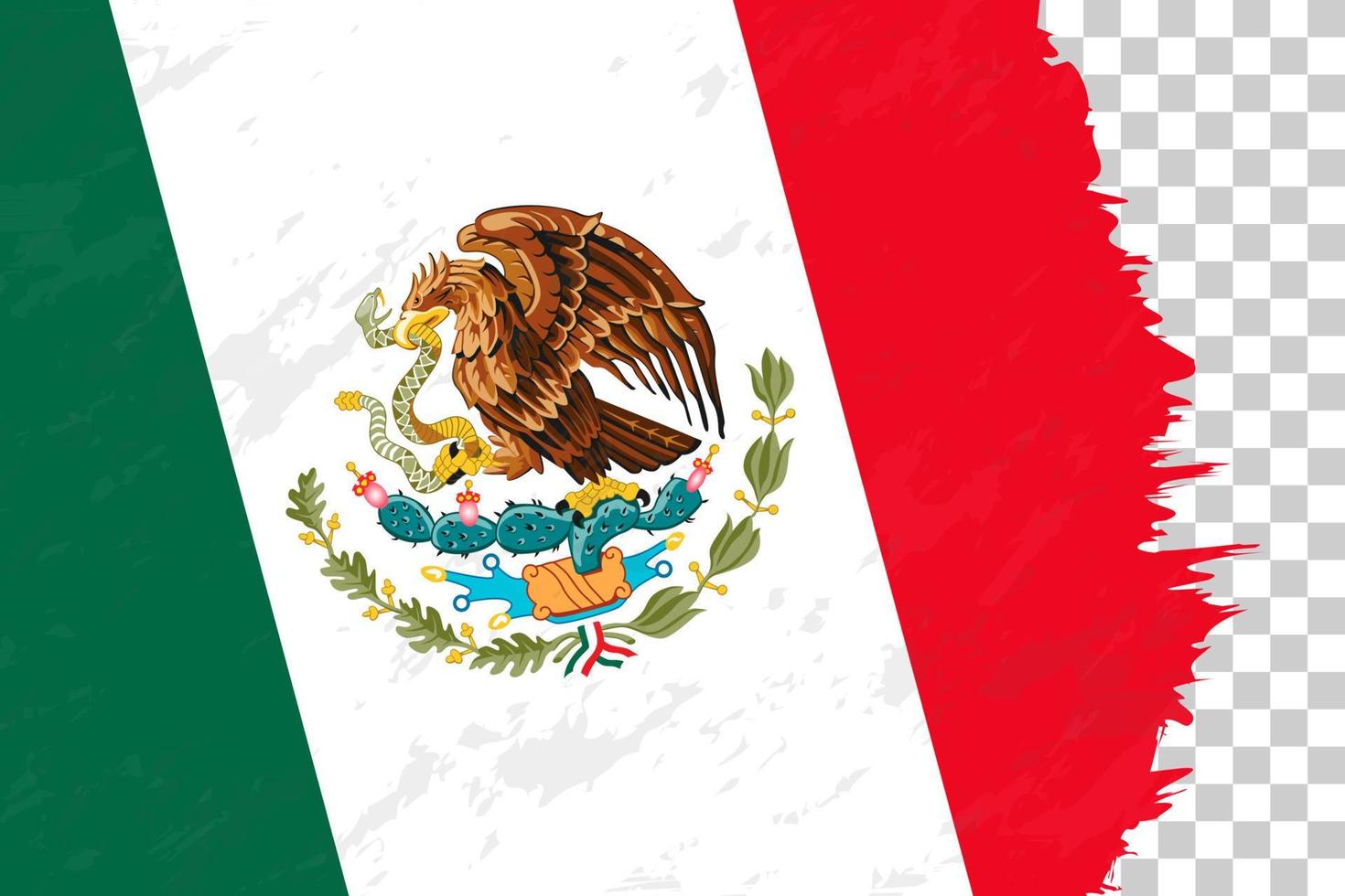 horizontale abstracte grunge geborsteld vlag van mexico op transparant raster. vector