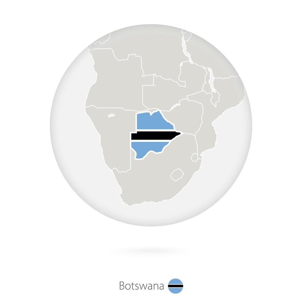 kaart van Botswana en nationale vlag in een cirkel. vector