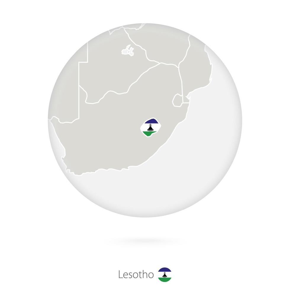 kaart van lesotho en nationale vlag in een cirkel. vector