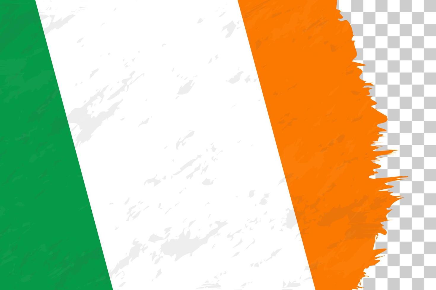 horizontale abstracte grunge geborsteld vlag van Ierland op transparant raster. vector