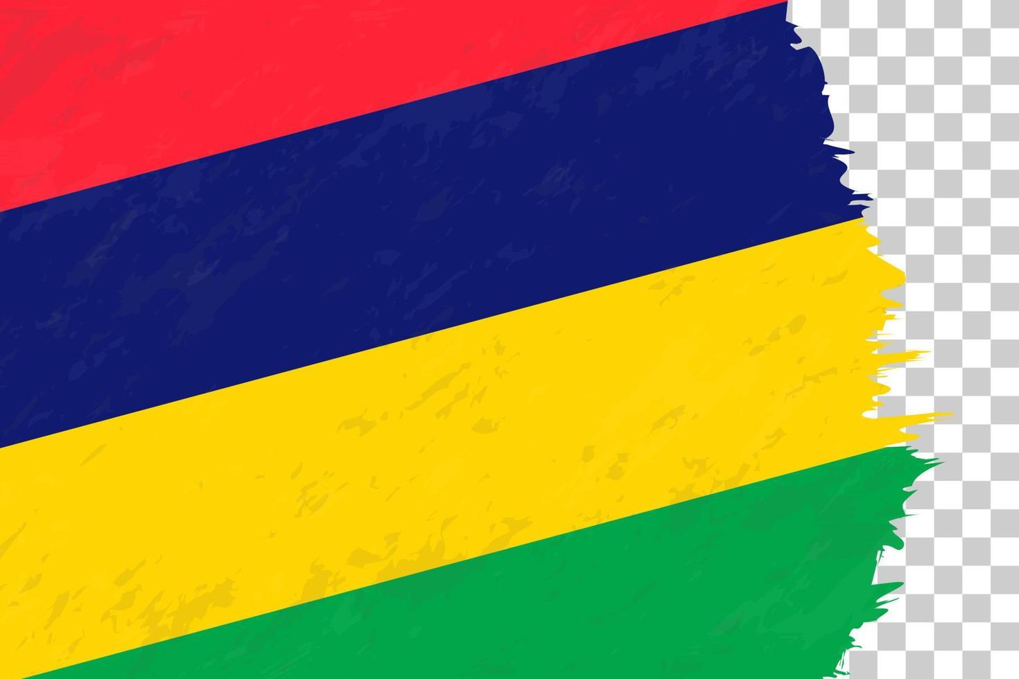 horizontale abstracte grunge geborsteld vlag van mauritius op transparant raster. vector