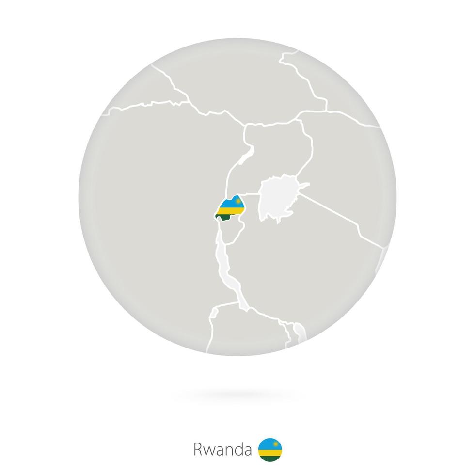 kaart van rwanda en nationale vlag in een cirkel. vector