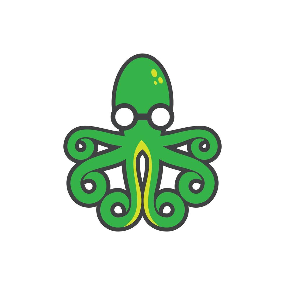 octopus nerd-logo vector