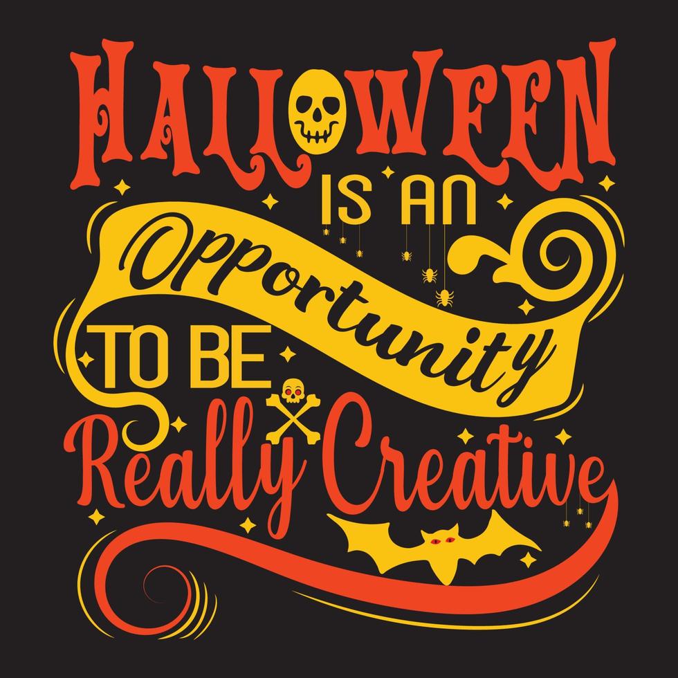 gelukkig halloween-t-shirtontwerp met halloween-elementen of handgetekend halloween-typografieontwerp vector