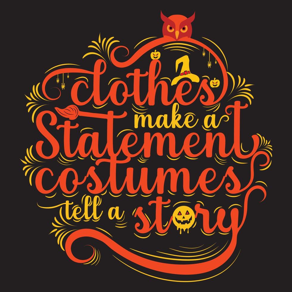 gelukkig halloween-t-shirtontwerp met halloween-elementen of handgetekend halloween-typografieontwerp vector