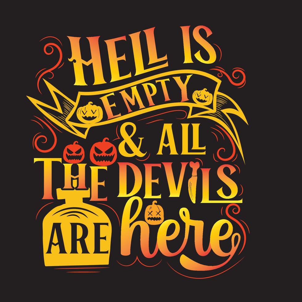 gelukkig halloween-t-shirtontwerp met halloween-elementen of handgetekend halloween-typografieontwerp vector