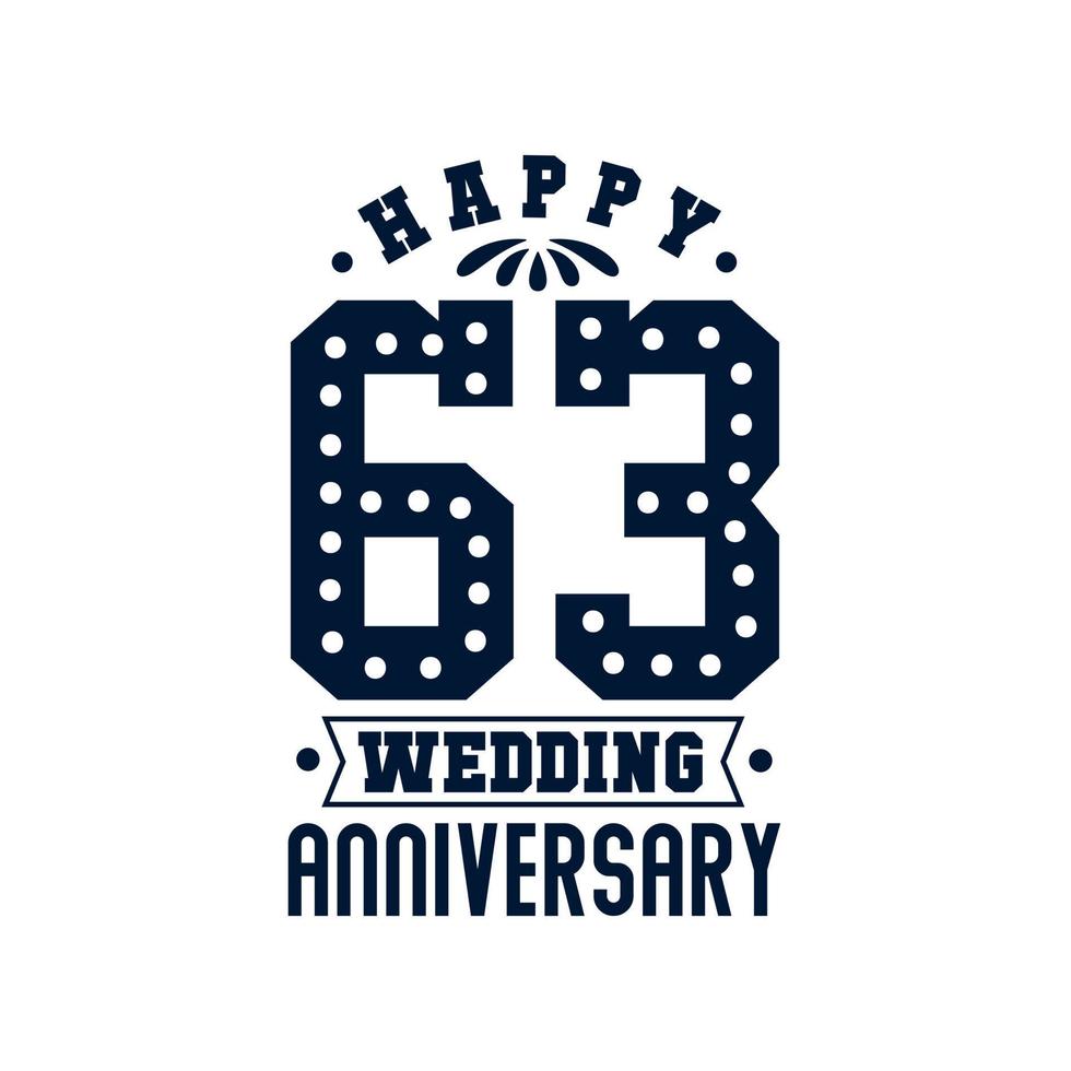 63 jubileumviering, gelukkige 63e huwelijksverjaardag vector