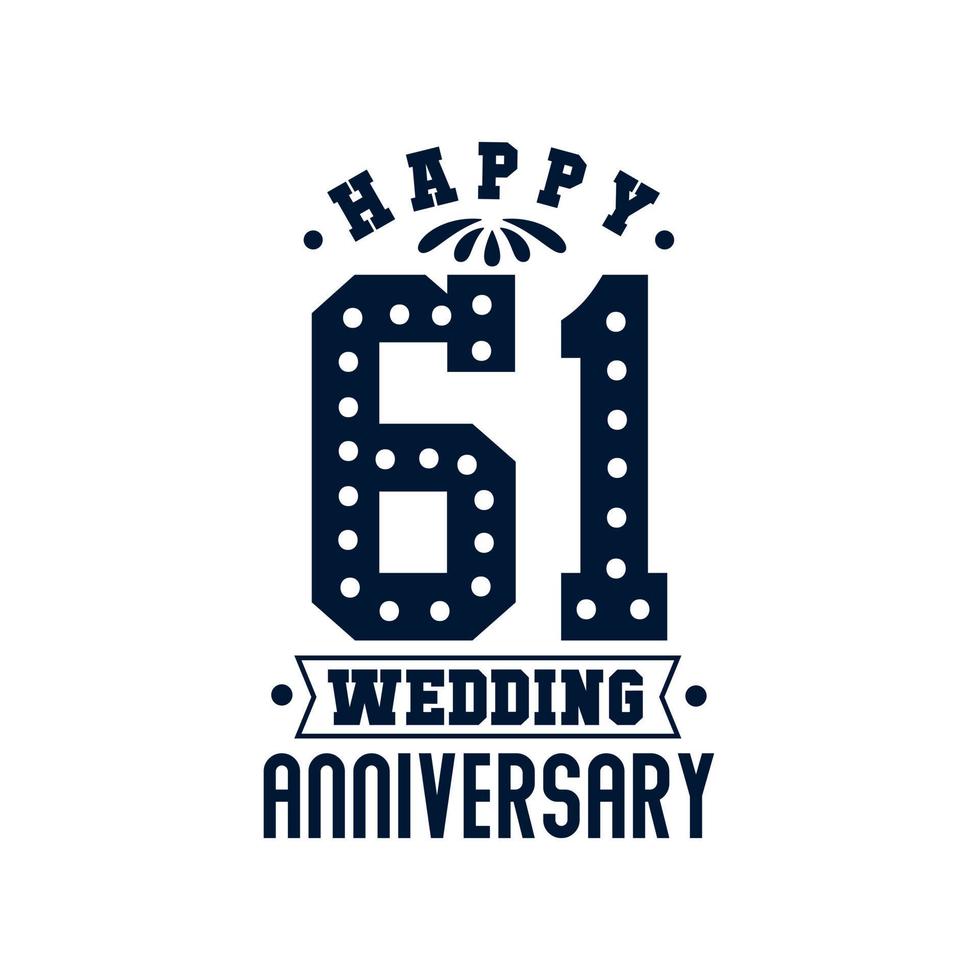 61 verjaardagsfeest, gelukkige 61e huwelijksverjaardag vector
