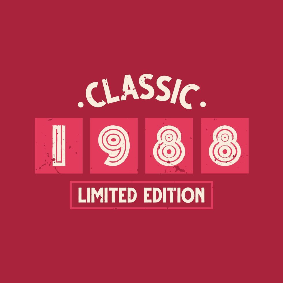 klassieke limited edition uit 1988. 1988 vintage retro verjaardag vector