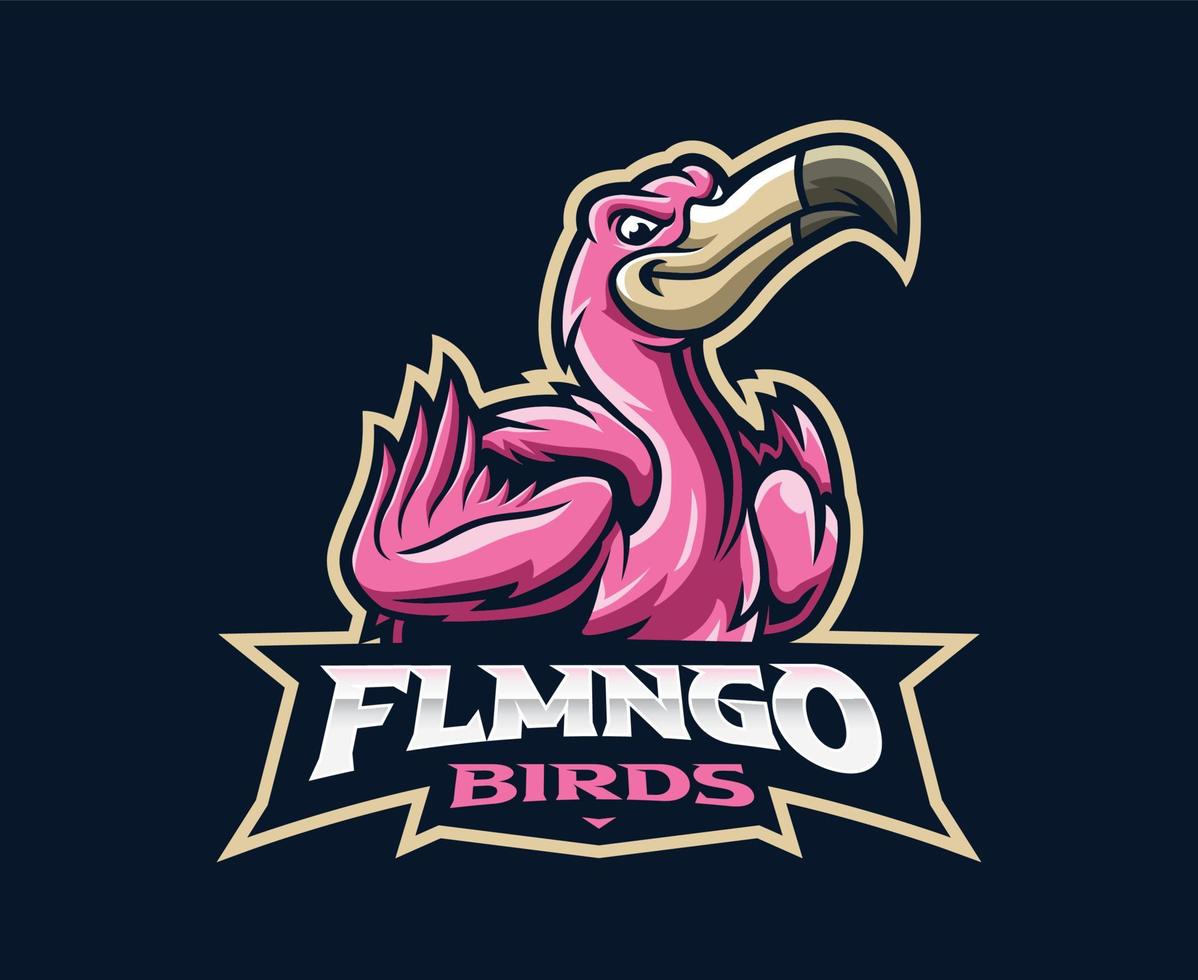 flamingo mascotte logo ontwerp vector