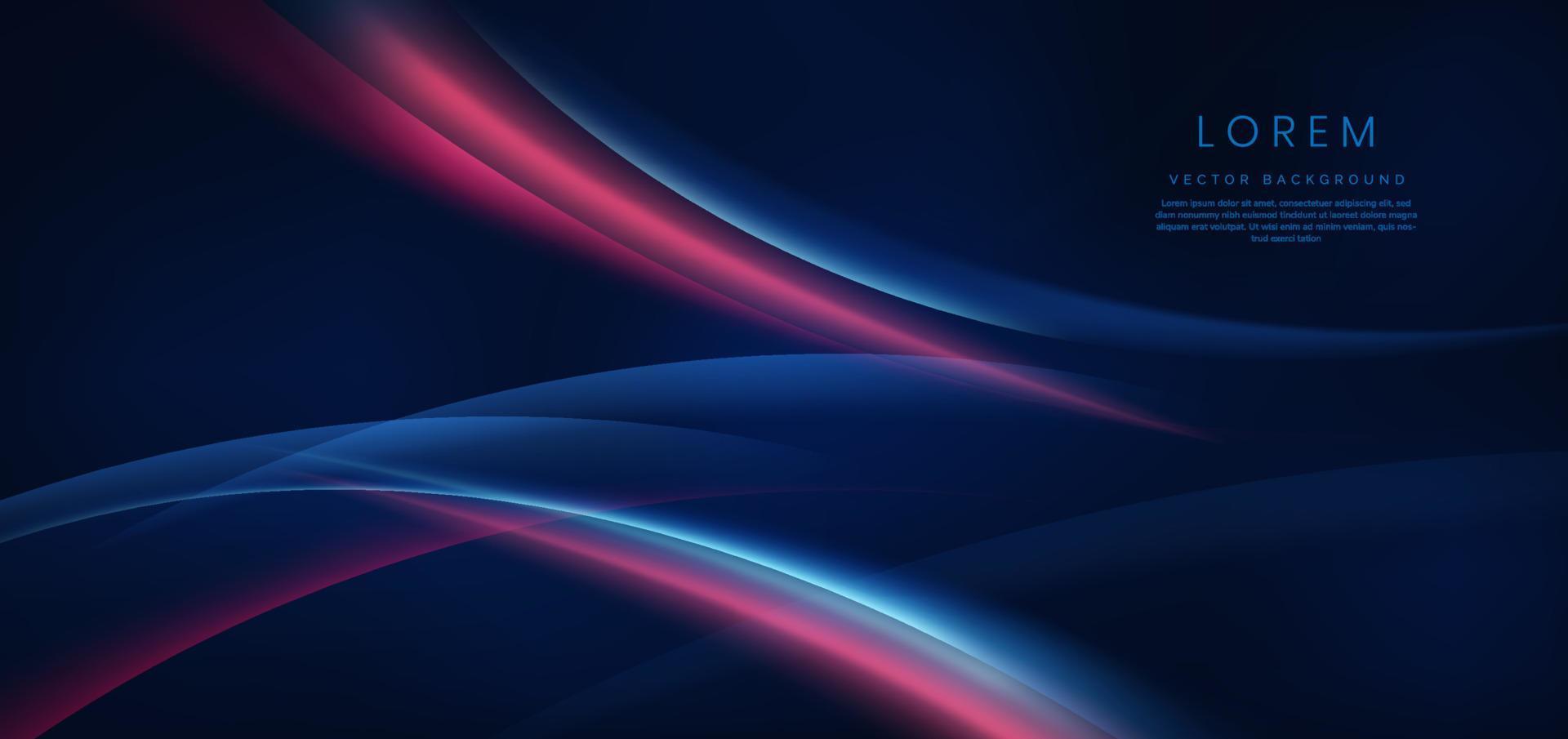 abstracte technologie futuristische gloeiende blauwe en rode gebogen lijn op donkerblauwe achtergrond. vector