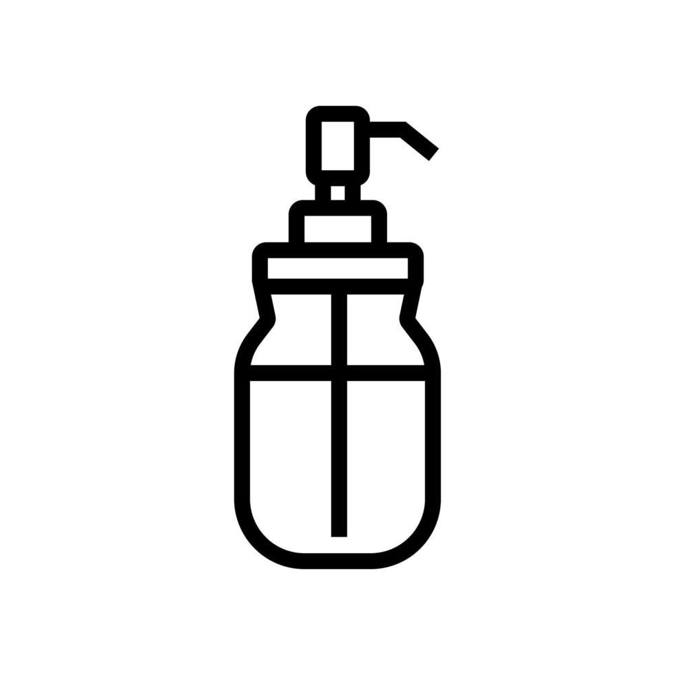 vloeibare zeep kan met dispenser pictogram vector overzicht illustratie