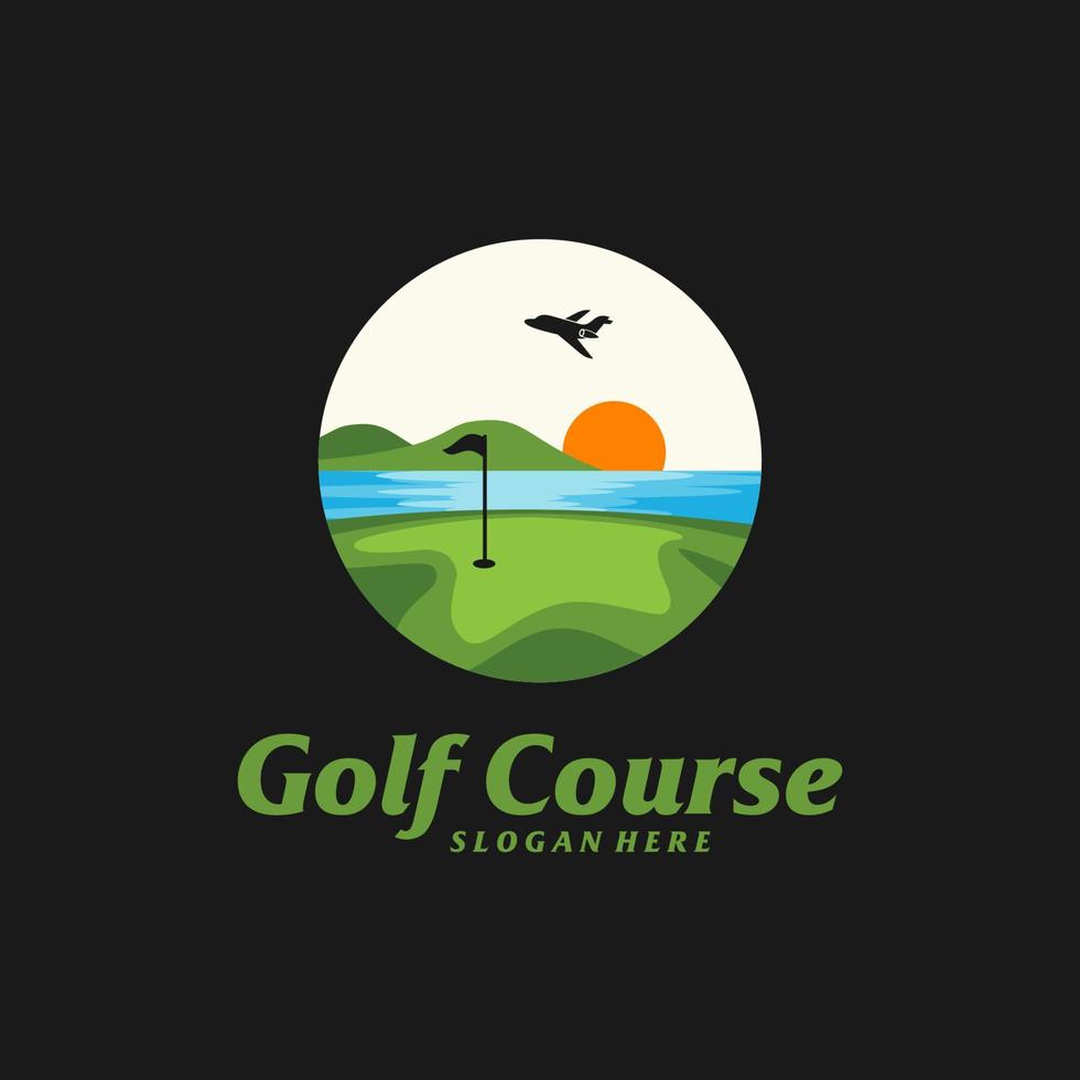 golfbaan logo ontwerpsjabloon. golfbaan logo concept vector. creatief pictogram symbool vector