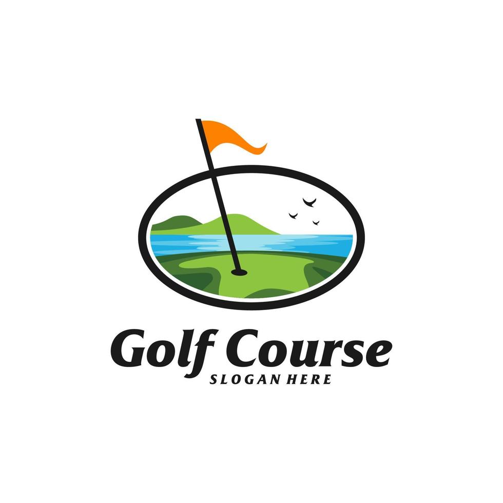 golfbaan logo ontwerpsjabloon. golfbaan logo concept vector. creatief pictogram symbool vector