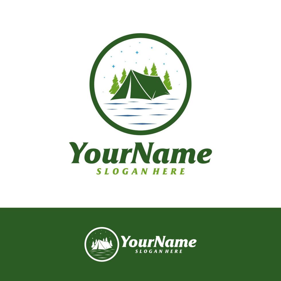 kamp logo ontwerpsjabloon. camping logo concept vector. creatief pictogram symbool vector