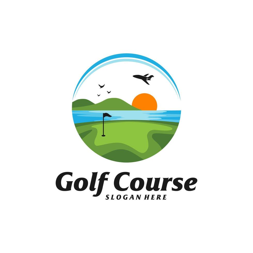 golfbaan logo ontwerpsjabloon. golfbaan logo concept vector. creatief pictogram symbool vector