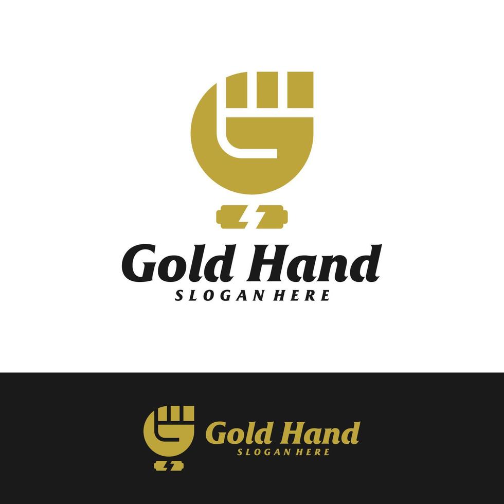 gouden hand logo ontwerpsjabloon. bal de hand logo concept vector. creatief pictogram symbool vector