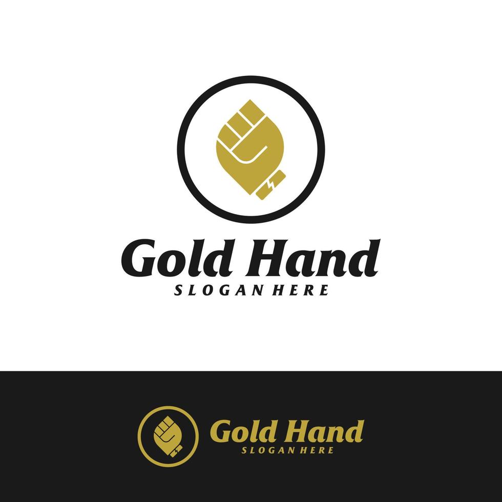 gouden hand logo ontwerpsjabloon. bal de hand logo concept vector. creatief pictogram symbool vector