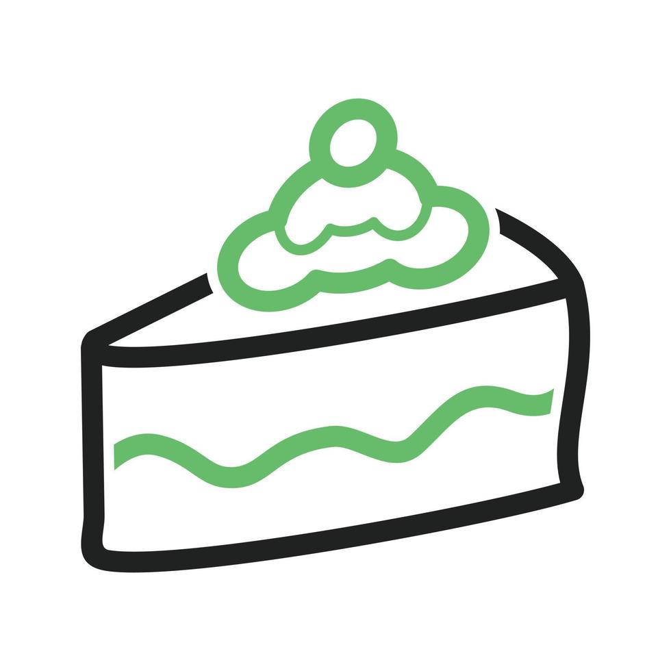 plakje cake ik lijn groen en zwart pictogram vector