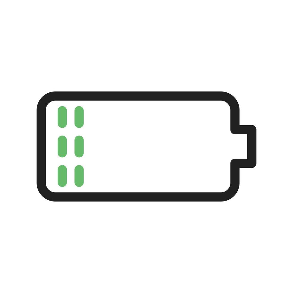 lage batterij lijn groen en zwart pictogram vector