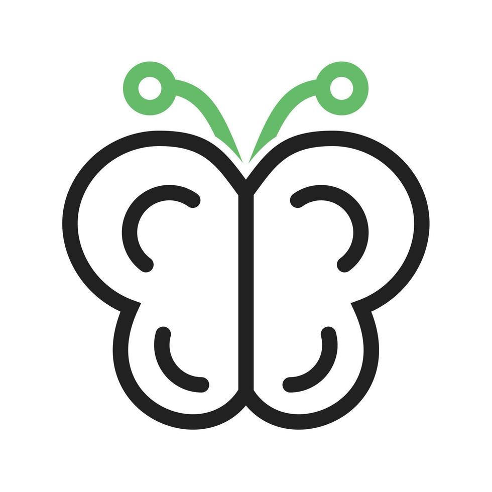 vlinder lijn groen en zwart pictogram vector